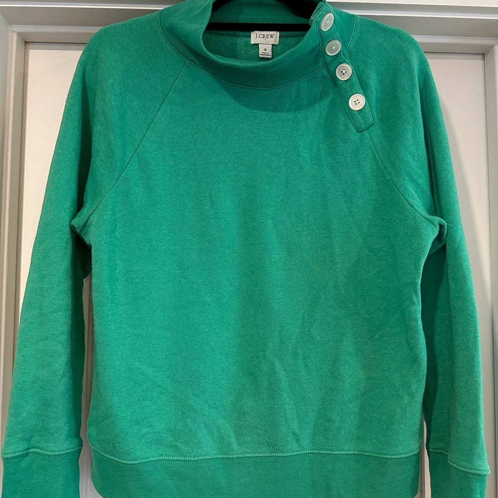 J. Crew Green Cowl Neck Sweatshirt